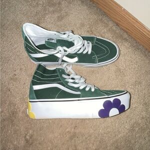 Vans Sk8-High Tapered Stackform Green with Flowers W 10 / M 8.5